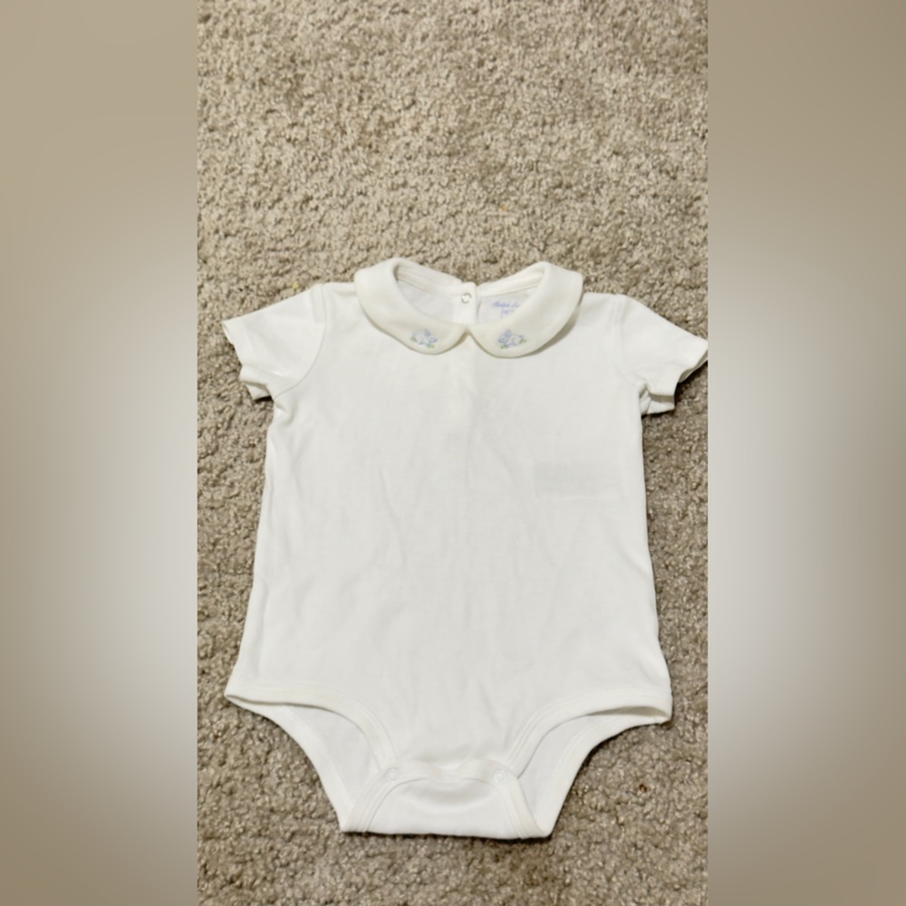 Ralph Lauren white bodysuit with embroidered bunny collar 12m